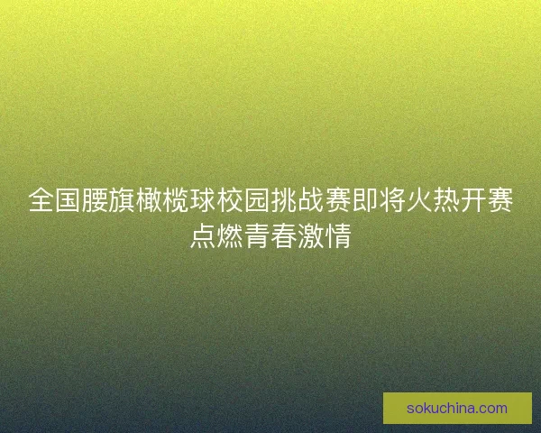 全国腰旗橄榄球校园挑战赛即将火热开赛点燃青春激情